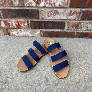 Brown and Blue Maui Island Stretchy Slides Flats